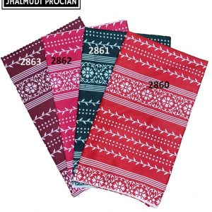 Red Floral Border Stripe Print Cotton