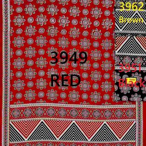 Brown Ajrakh-style geometric print