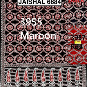 Black Ajrakh Print Cotton Fabric Paisley Border Design