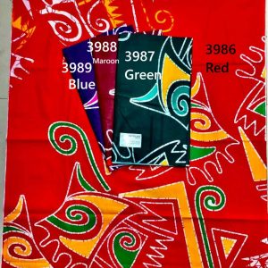 Blue Floral Swirl Batik Print